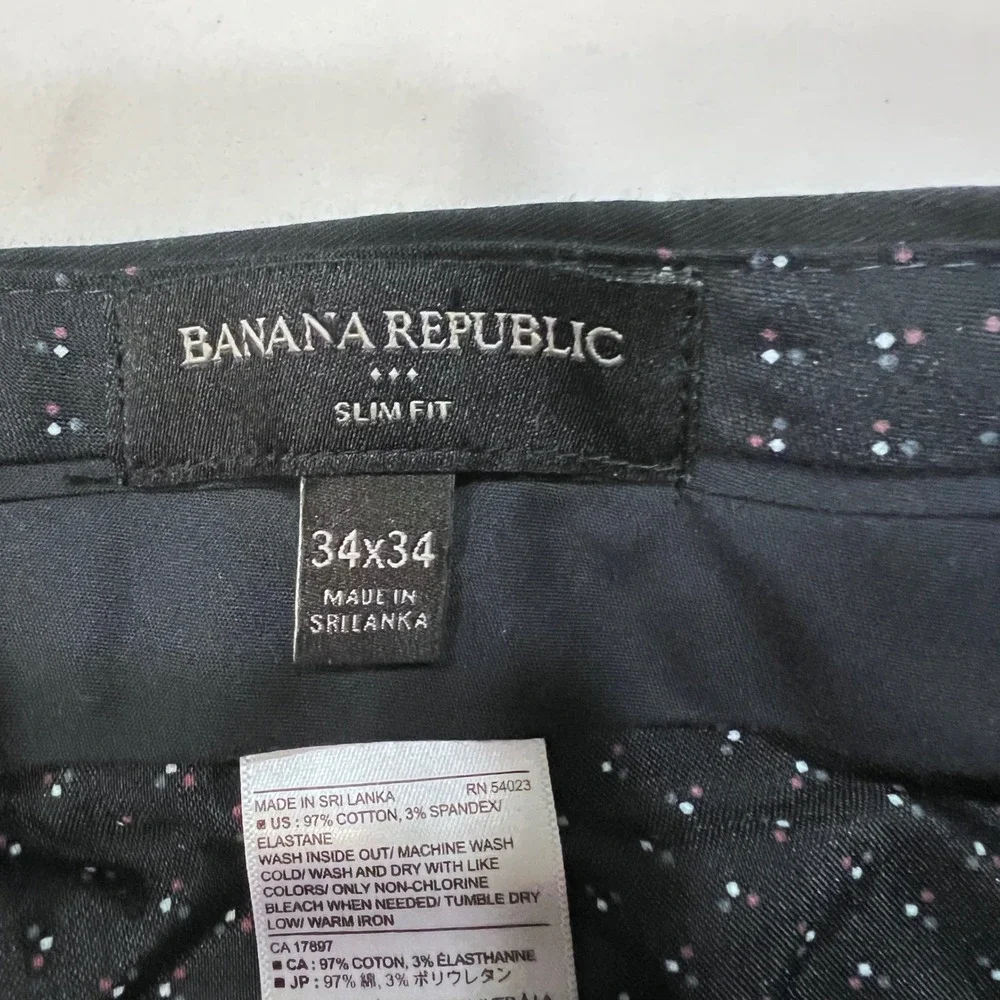 Banana Republic Slim Fit Black Dress Pants Size‎ 34x34 (READ) Flat Front Stretch